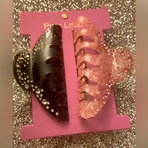 Pink Linen Bling Hair Clips